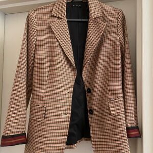 Sisley Tan Checkered Blazer with Black Lining